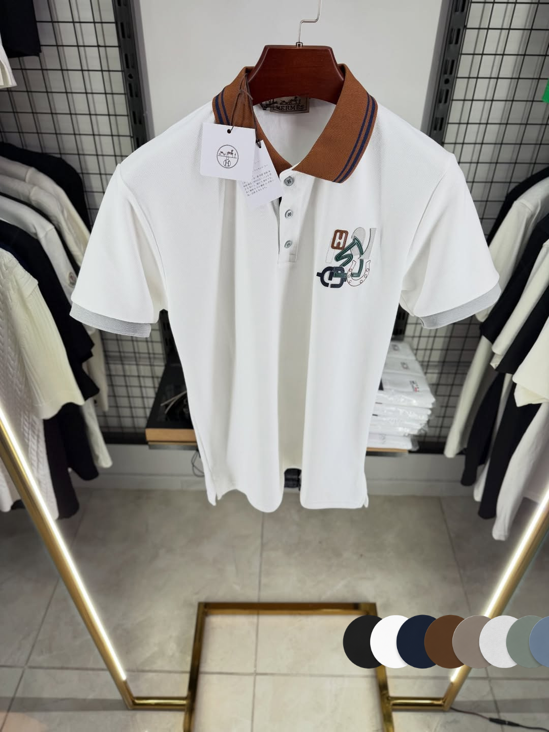 Hermes Leather Detail Polo Yaka