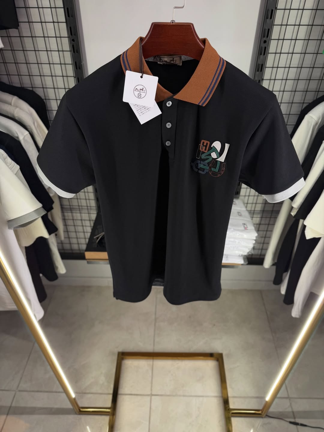 Hermes Leather Detail Polo Yaka